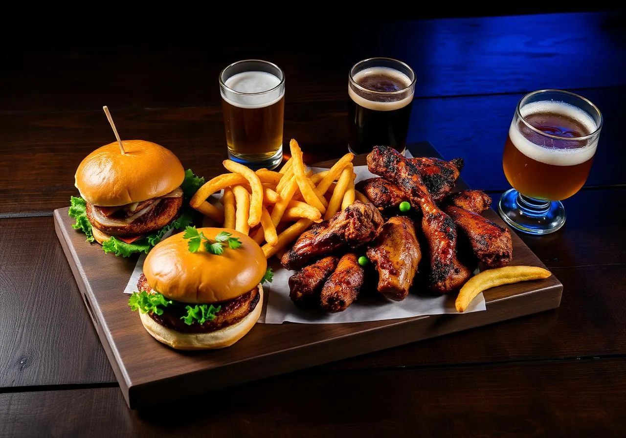 Deska barowa — burgery, skrzydełka i piwo